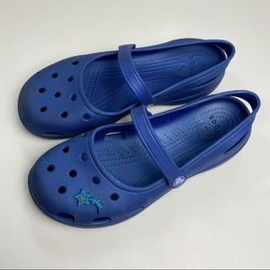 Crocs Mary Jane Sandal Womens 9 Blue w/ Star Charm
